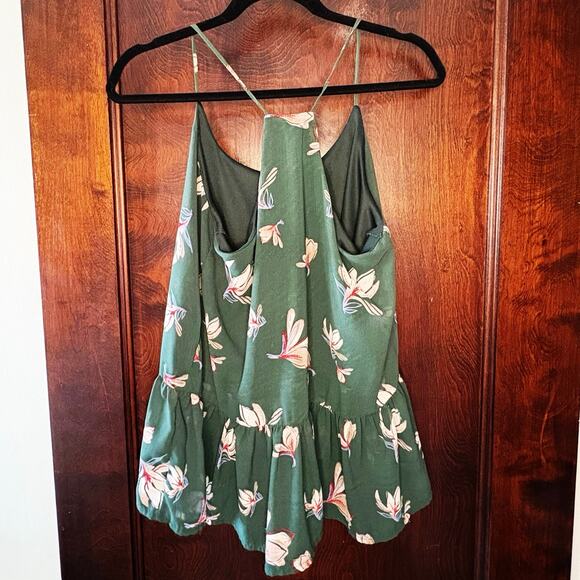 Japna Racerback Camisole Ruffle Peplum Women's M | Green Floral Fairy Goth - Picture 2 of 7